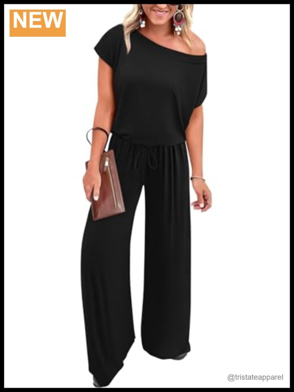 Women's Casual Summer Off Shoulder Wide Leg Jumpsuit with Pockets